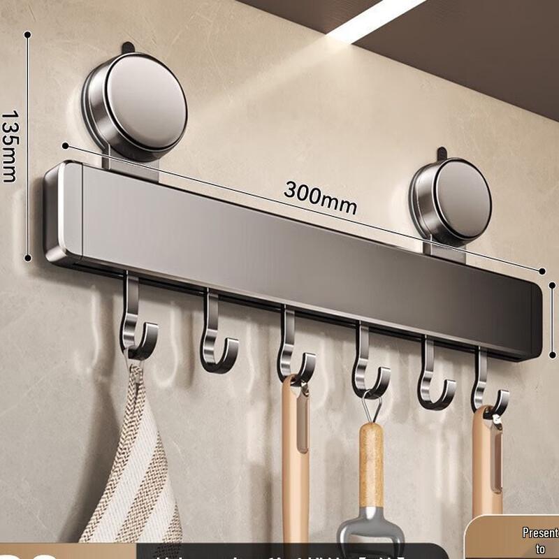 Xuan Yong No-Drill Suction Kitchen Rail with Hooks