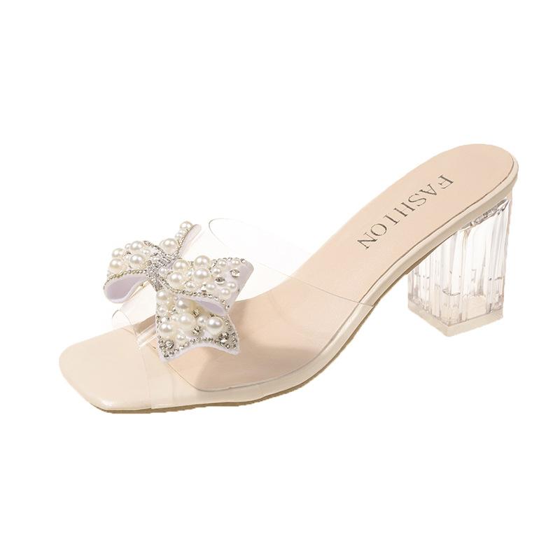 

2014 летние новые прозрачные туфли на высоком каблуке со стразами и бантом, женственные милые кристаллы и аксессуары, одно слово, классные туфли 35 белый