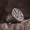 Vintage Stainless Steel Double Eagle Emblem Rings Punk Hip Hop Fashion Cross Ring for Men Biker Amulet Jewelry Gift Dropshipping