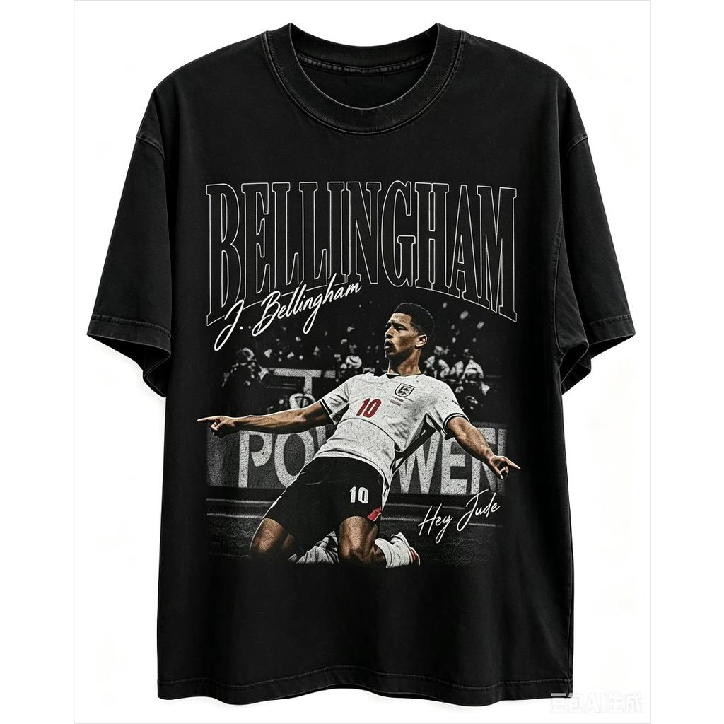 Vintage Jude Bellingham Graphic T Shirt Men Soft Pure Cotton Oversized Short Sleeve England Football Star Short Sleeve Female Male Clothing