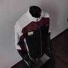 Men's American Style PU Leather Pilot Jacket - Color Block Patchwork for Cool Motorcycle Riding