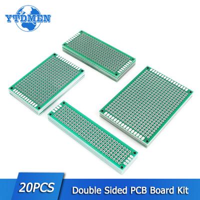 20 piezas/lote Kit de placa prototipo PCB 2x8 3x7 4x6 5x7cm Doble cara Universal Placa de circuito impreso para Prototipado de Electrónica DIY