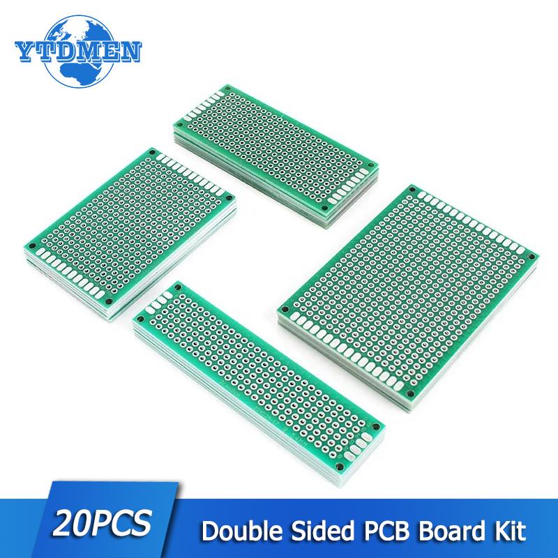 

20pcs/lot PCB Prototype Board Kit 2x8 3x7 4x6 5x7cm Double Sided Universal Printed Circuit Board for DIY Electronics Prototyping