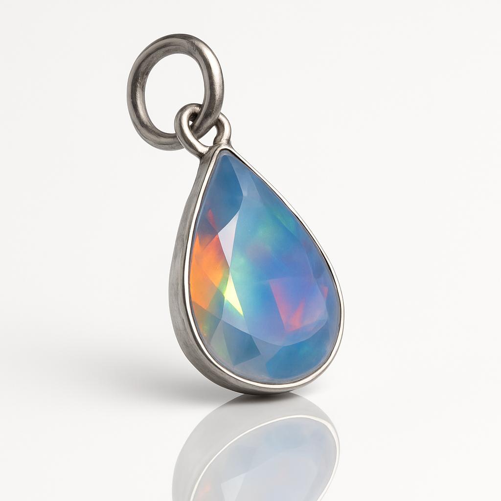 AAA+ Natural Multicolor Opal Pear Pendant 15.95 Ct Certified 925 Sterling Silver