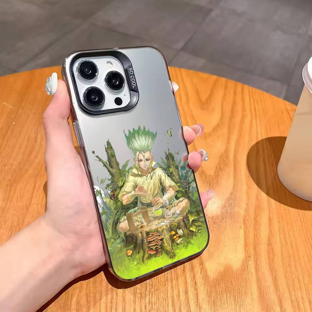 Manga Dr. Stone Senku Ishigami Phone Case For iPhone17,16,15,14,13,12,11 Plus,Pro Max Candy Silver Plated Inside Cover