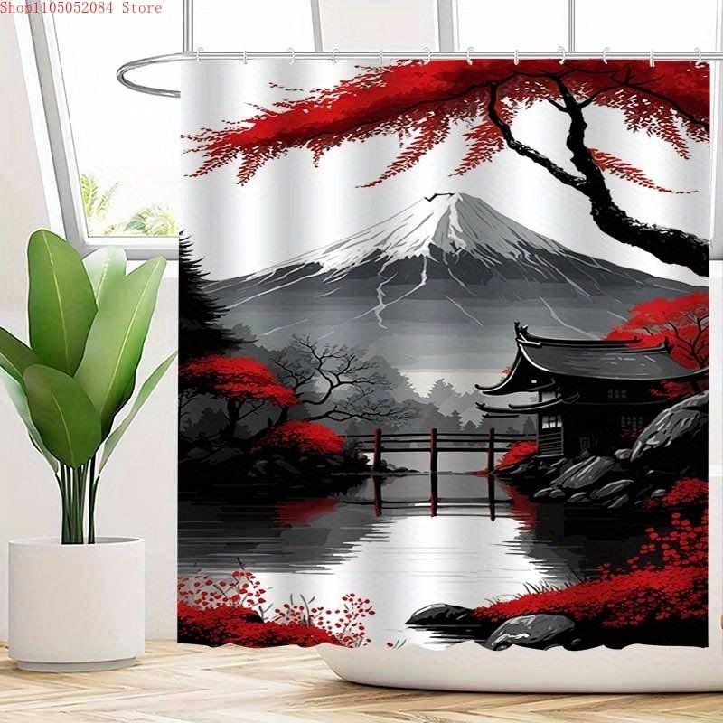 1pc ancient style landscape painting landscape  -   With Hooks Waterproof Mildew Proof Easy Install Washable 90x180cm
