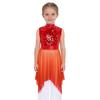 Girls Worship Praise Dance Tunic Dresses Mock Neck Sleeveless Asymmetrical Hem Shiny Sequins Bodice Dress Contemporary Dancewear