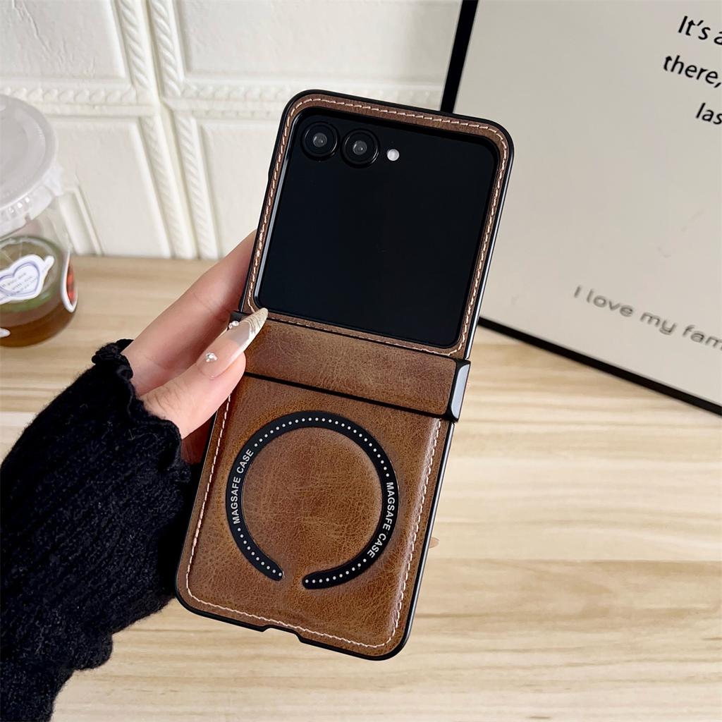 Leder Magnetische Kabellose Lade Handyhülle für Motorola Razr 60 50 40 Ultra Moto Razr 60 50 Scharnierschutz Stoßfeste Abdeckung