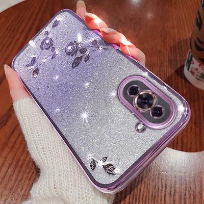 KADEM Flower Pattern Glitter Powder TPU Case for Huawei Nova 10 4G,Rhinestone Gradient Color Protective Phone Cover