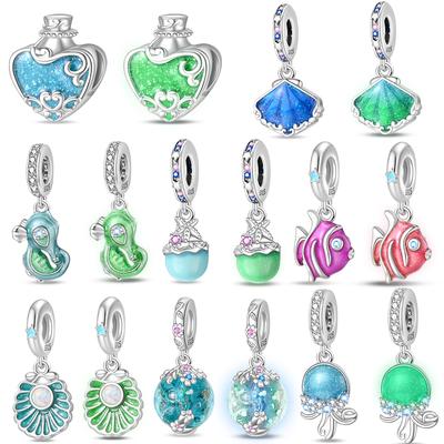 Authentic Colour Changing Jellyfish Dangle Charm Fit Original Bracelet Copper Sea Shell Charm For Jewelry Christmas Gift