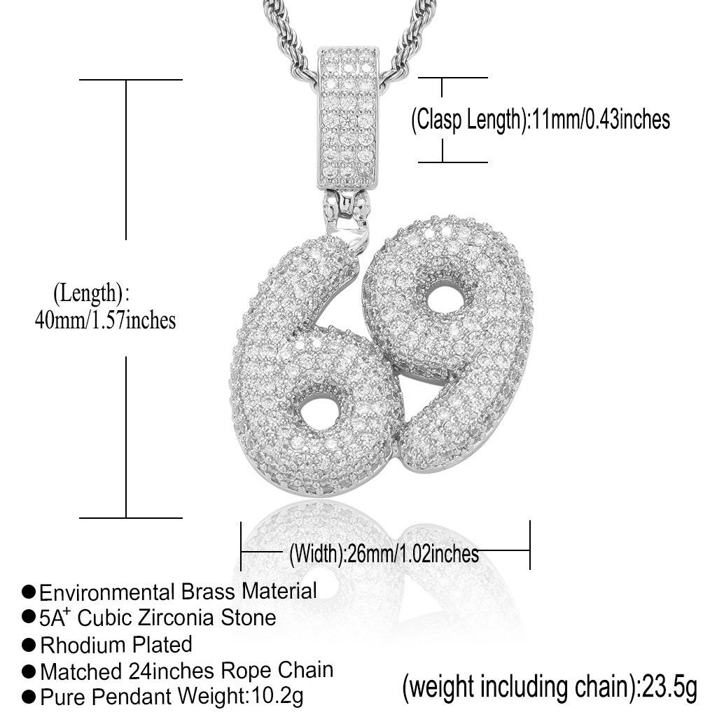 European & American Hip Hop Minimalist Bubble Font Number Pendant Necklace