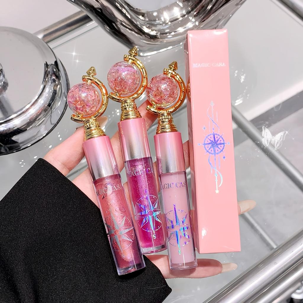 Hydrating Lip Gloss Long-Lasting and Non-Staining Glass Lipstick with Earth Design, Glossy Finish Beauty Essentials Glossy Finish Lipstick