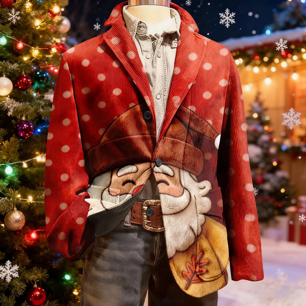 Herren Hässlicher Weihnachten Kord Warmtaschen Anzugjacke Strickjacke Herren Freizeitanzug