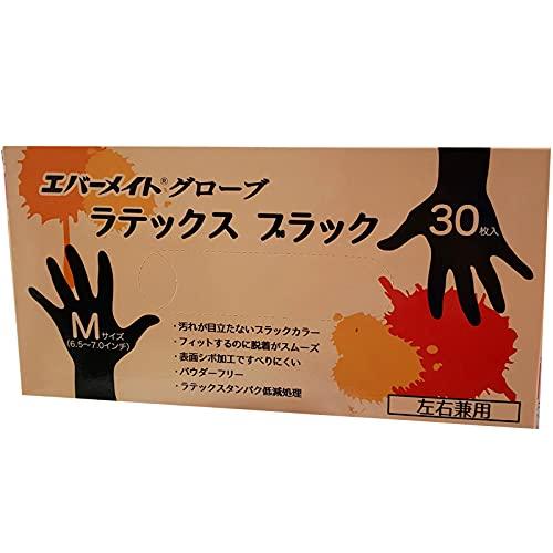 Glove Latex Black 30 Pieces M [Evermate]