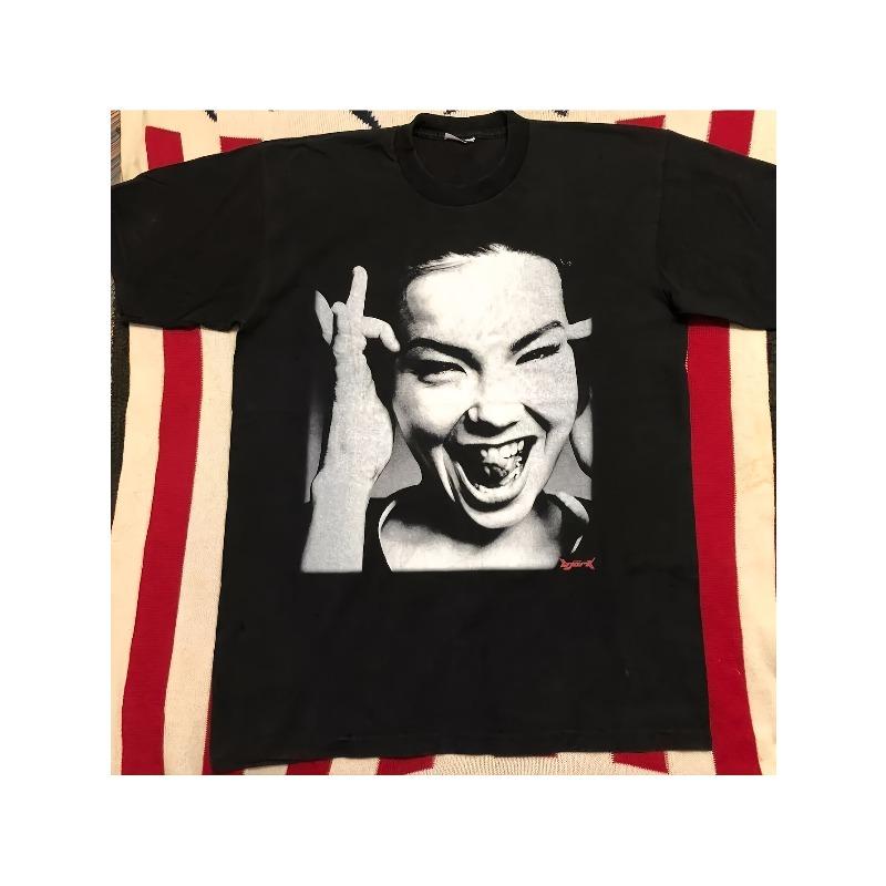 Bjork Facial Print Retro Street Tshirt Summer New Casual Fashion Unisex Tshirt S