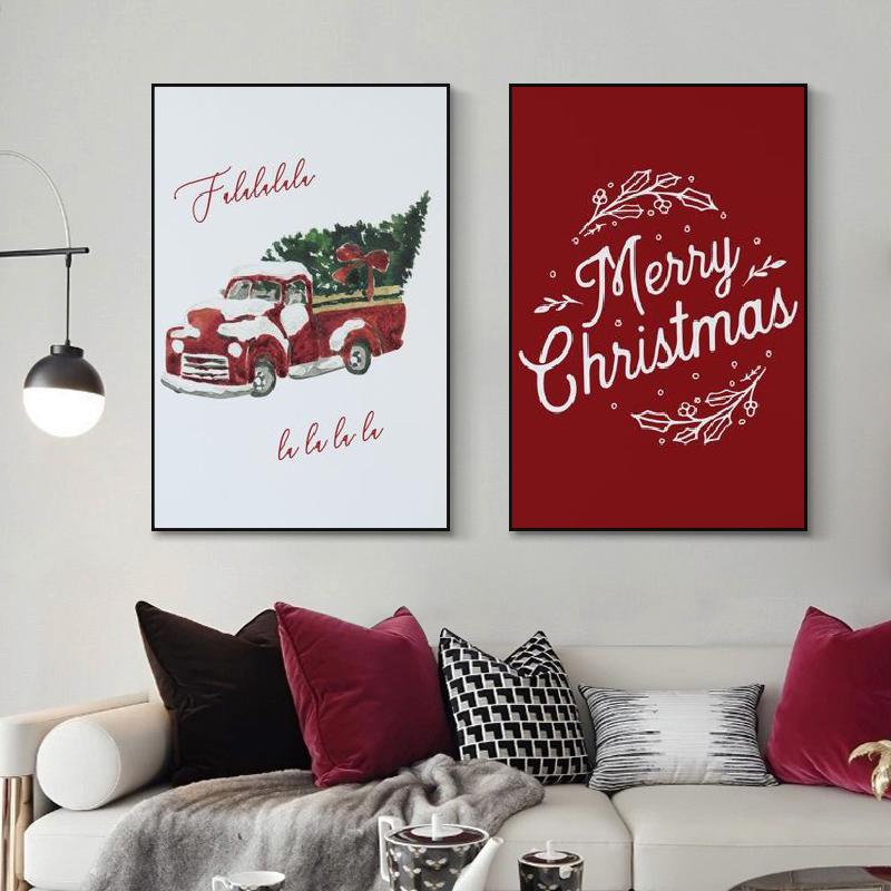 Tema de Crăciun Nordic Citate dulci Crăciun Fericit Artă de perete Pictură pe pânză Postere și imprimeuri Imagini Decor de petrecere pentru acasă