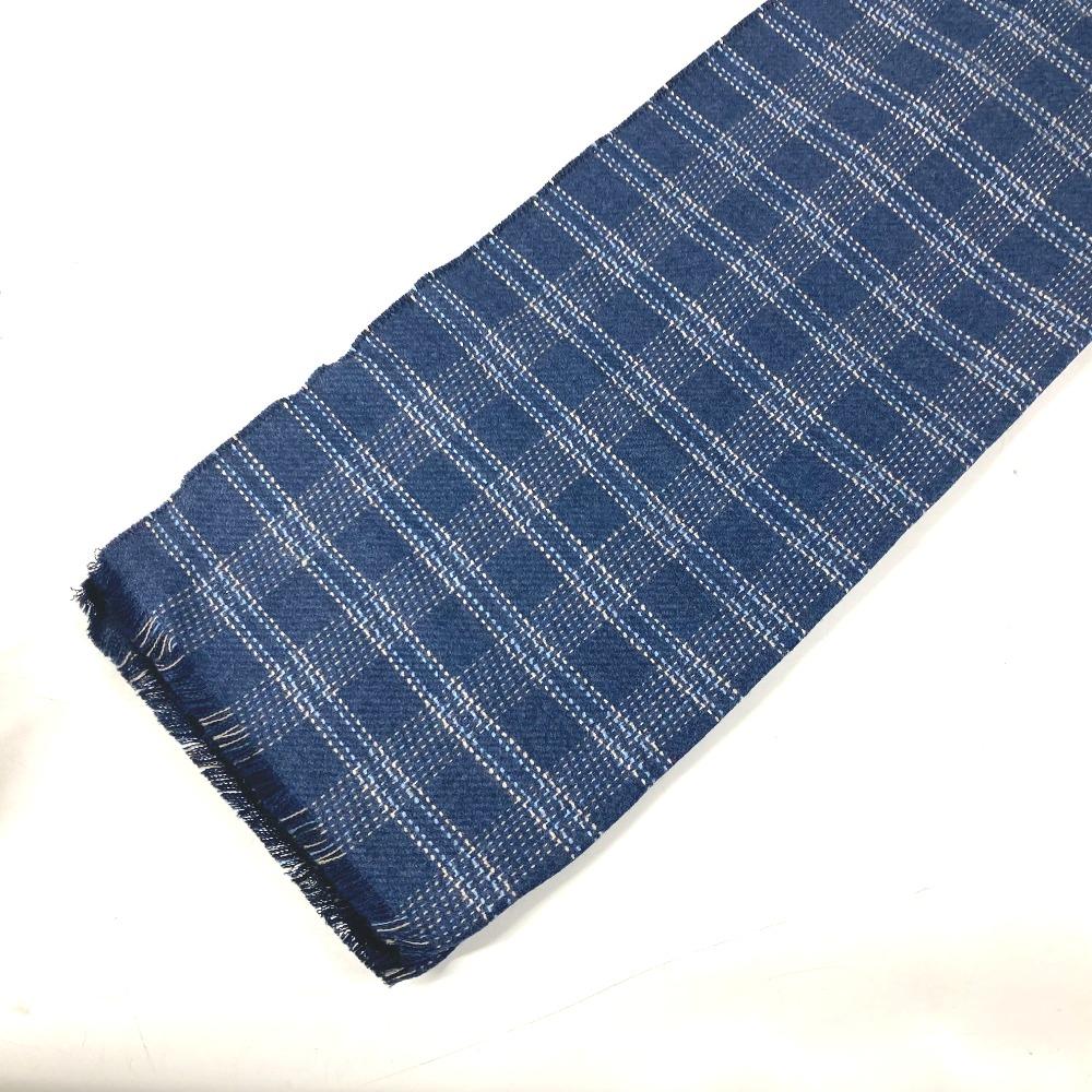 LOEWE Anagram Check Fringe  Scarf wool blue Unused