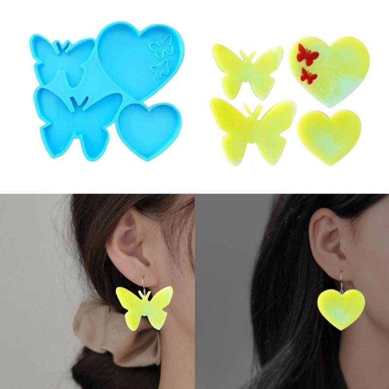 Trendy Earrings Pendant Mold Heart Butterfly Resin Casting Molds for DIY Lovers