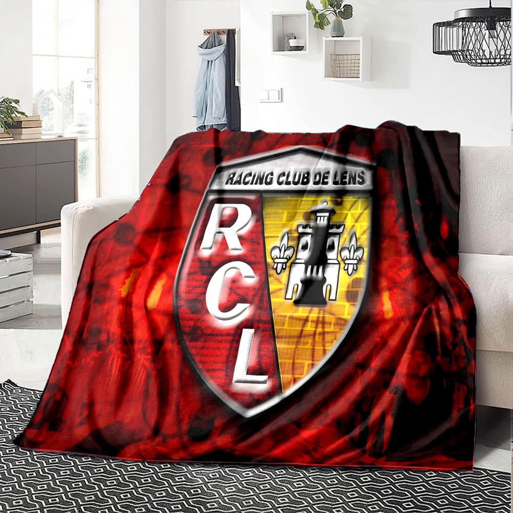 Racing Club Lens Crest Flannel Blanket, Soft Polyester, Modern Design, All-Season for Camping, Travel, Gifts for holidays or birthdays
