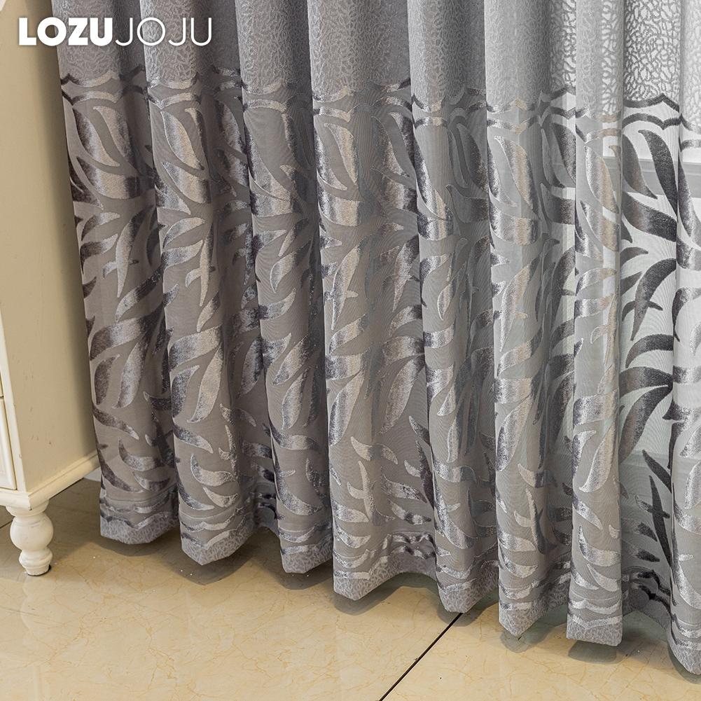 1PC LOZUJOJU Advanced European 40-70% Blackout Blue and Gray Jacquard Curtains for Living Room Bedroom Home Decor