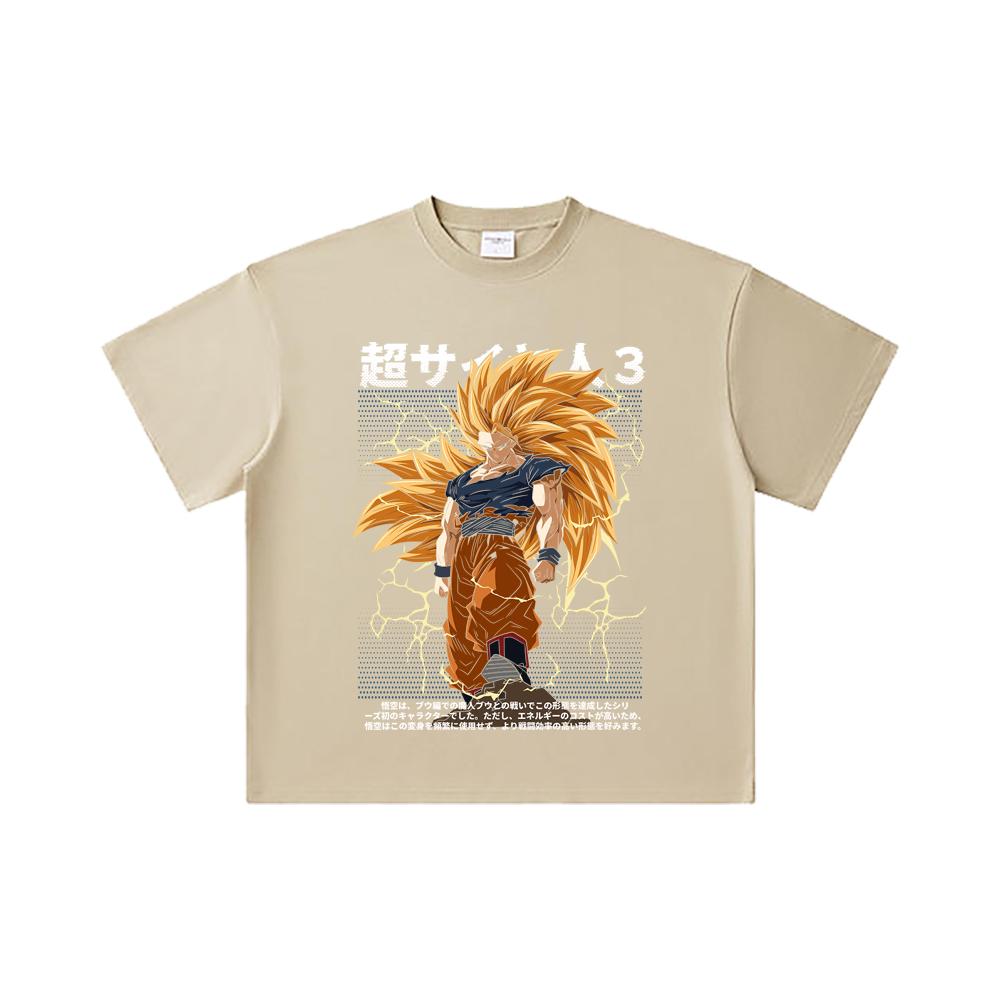260 GSM Double Yarn 32 Count 100% Cotton Dragon Ball V59 Goku SSJ3 Print Unisex Heavy Cotton T Shirt