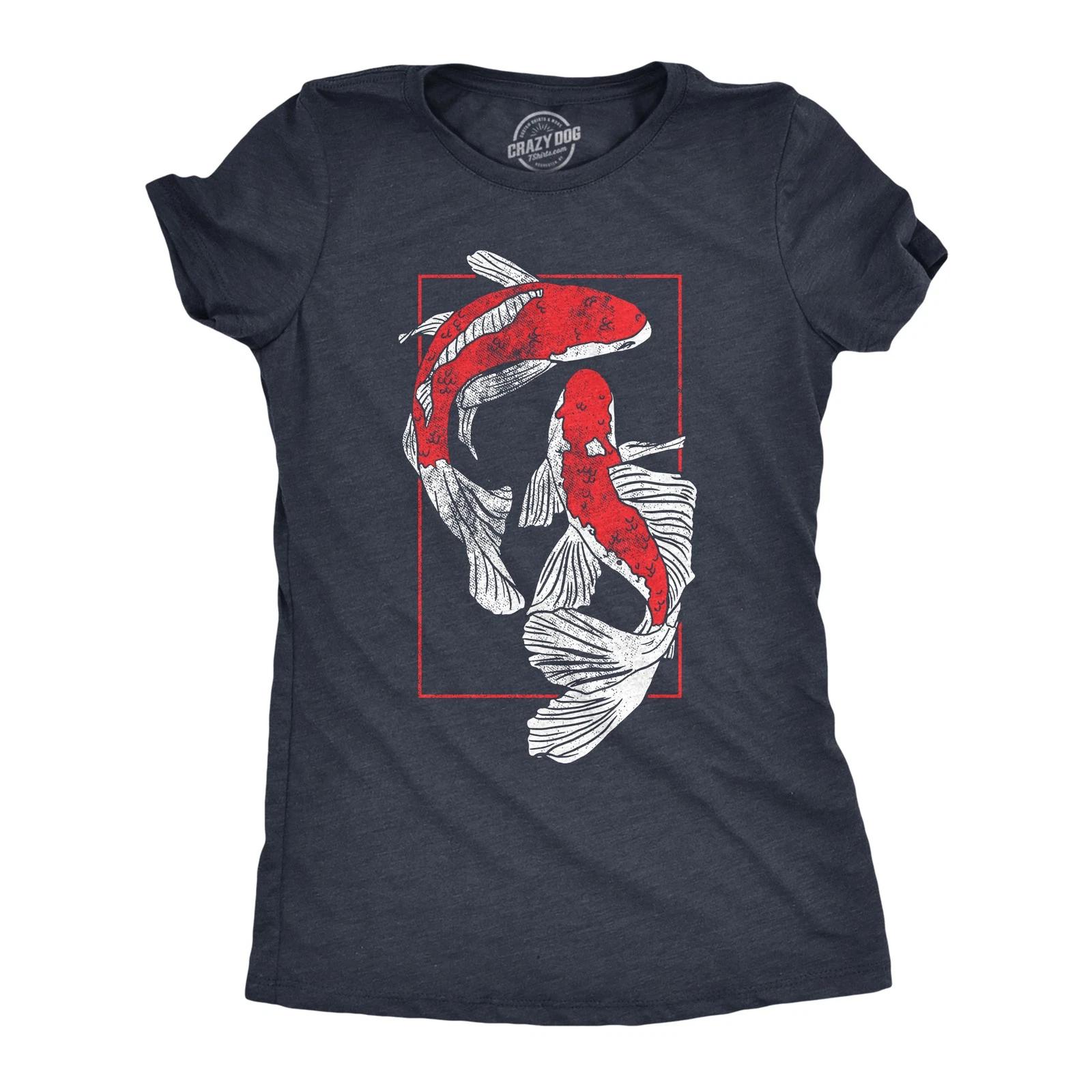 Womens Koi Fish T Shirt Funny Beautiful Peaceful Japanese Style Carp Pond Tee L