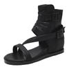 Fashion Vintage Wedges Roman Shoes for Women's Summer Peep Toe High Top Cool Boots Buckle Belt Back Zipper Cover Heeled Sandals