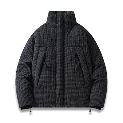Daunenjacke Herren Retro Neu Herbst und Winter Unifarben Stehkragen Vielseitig Herren Verdickt Warm Locker Trendig Marke Jacke