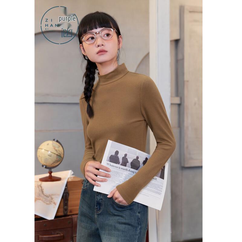 Zihan Women s Semi-High Collar Long Sleeve Base Layer T-Shirt L