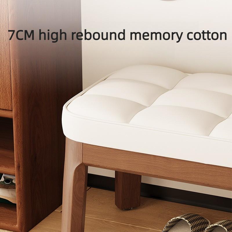Solid Wood Shoe Changing Stool Portable Relaxing Soft Bench Chair Luxury Entrance Benches Removable Footrest Room Furniture