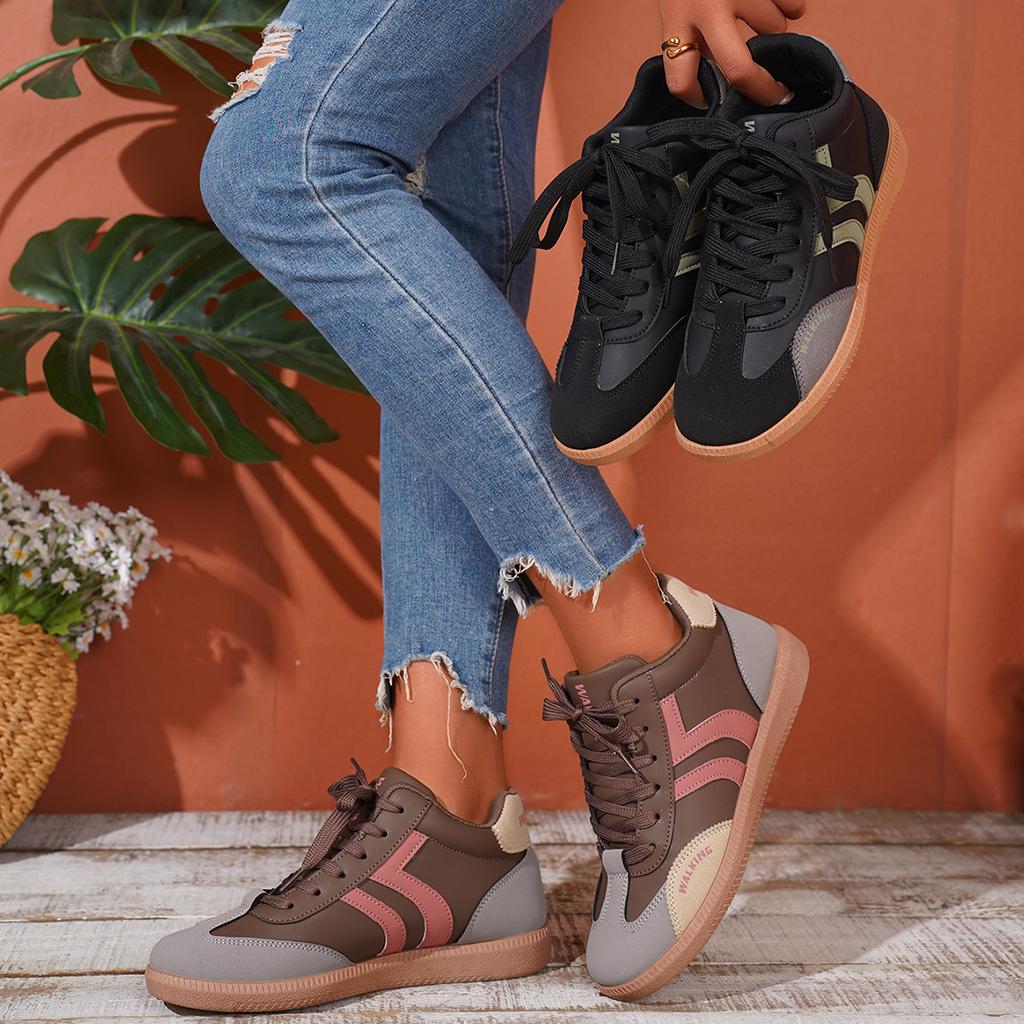 Fashion New high-top casual sports shoes for autumn and winter, large-sized lace-up anti-slip round-toe lace-up women's single shoes