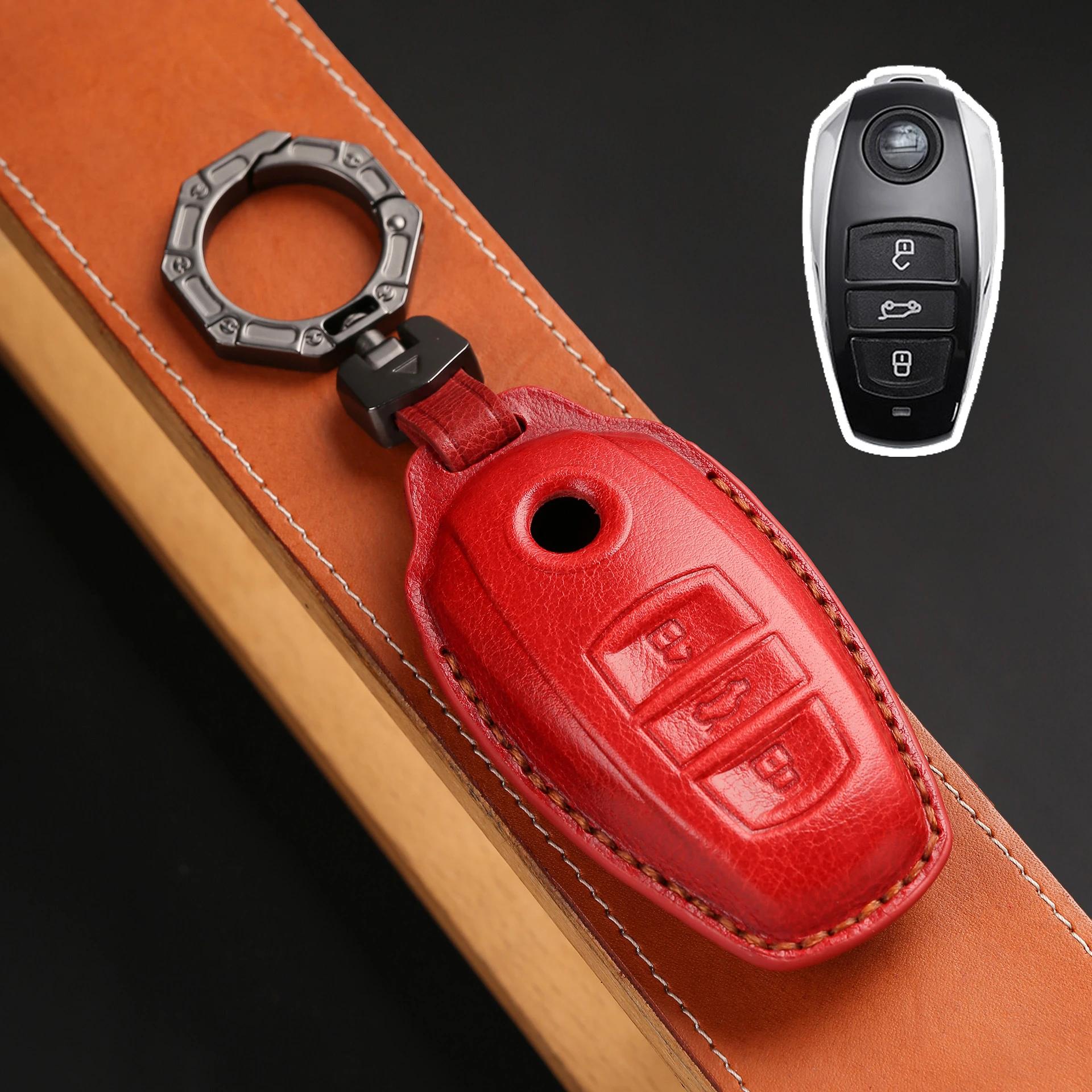 

For Vw Volkswagen Touareg 3 Bottons Leather Car Key Case Cover Shell Key Fob Keychain Accessories