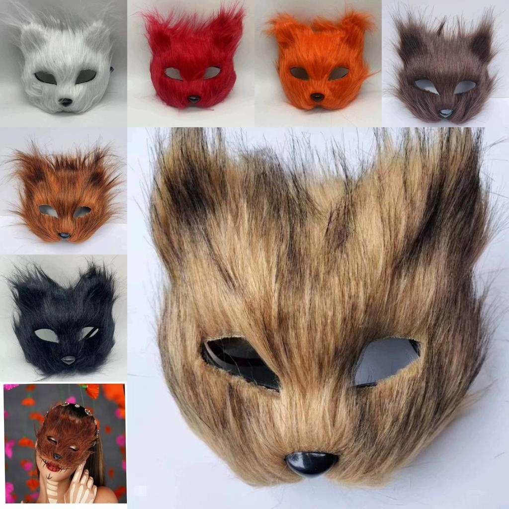 Masquerade Theme Halloween Party Furry Fox Half Mask Animal Cosplay Make Up