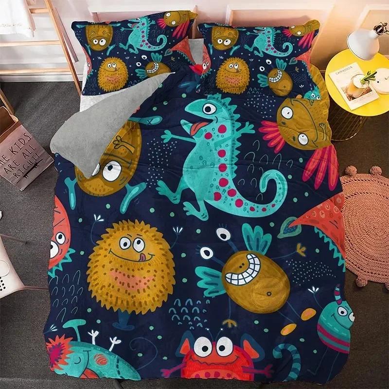 Cartoon Dinosaur Bedding Set Twin Queen King Size Boho Comforterduvet Cover Polyester Quilt Cover Pillowcase Soft Bedclothes
