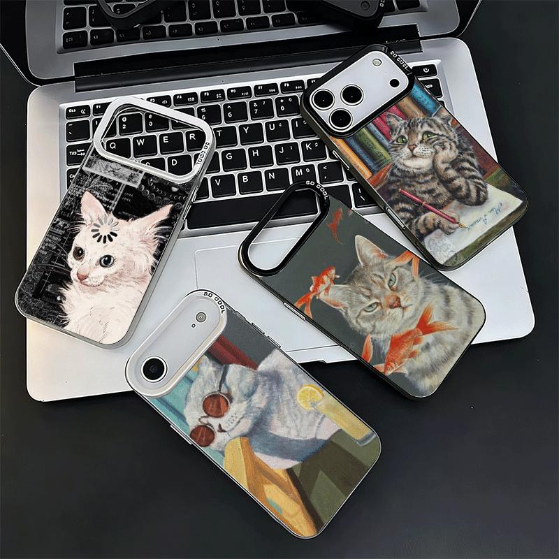 Funny Cats Fashion Style Soft Phone Case for iPhone 15 16 17 Pro Max 17Air 16E 14 Plus 13 12 Mini Shockproof Cover Back Shell
