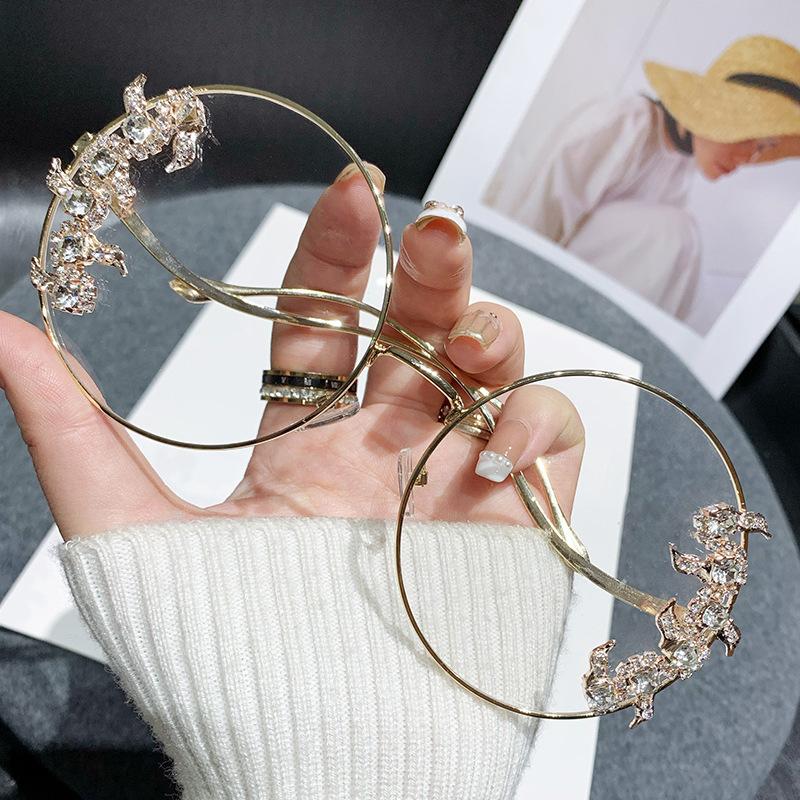 

Новые Безрамные Солнцезащитные Очки с Обрезанным Краем и Инкрустацией, Модные Круглые Очки со Стразами и Волнообразным Дизайном