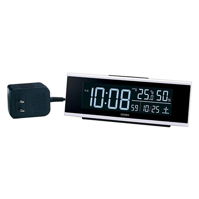 Seiko Clock Table Clock/Alarm Clock – Radio, Digital, AC Powered, Color LCD, C3 Series – White – DL307W – White – Small Size