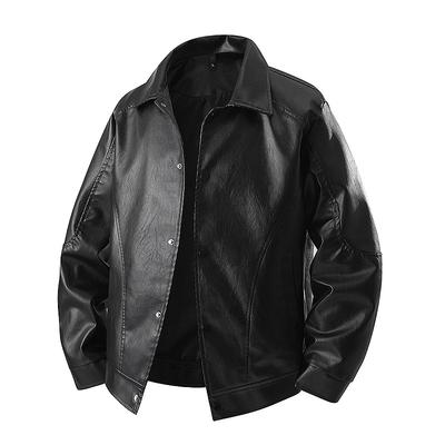 Leather Jacket Men's Spring Slim Fit Lapel Casual Jacket Men's Top Windproof Casual Jacket