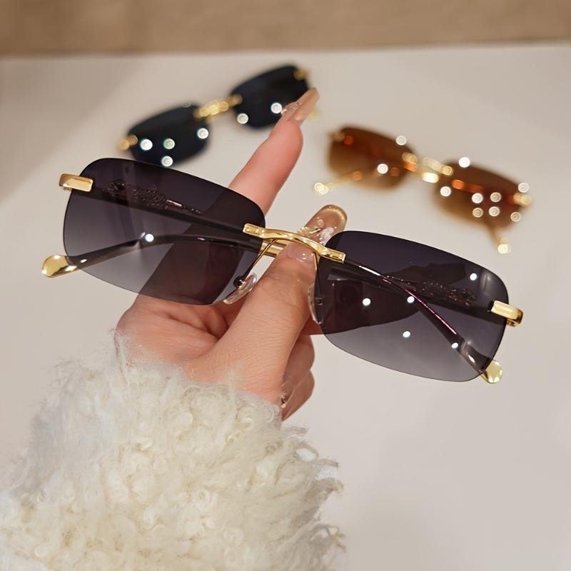 Simple Retro Style Chic Frameless Fashionable Glasses, Suitable for Men and Women To Wear