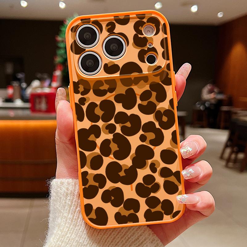 Leopard Print Phone Case For iPhone 17 Pro Max Funda iPhone 16 15 14 13 Pro Max Magnetic For Magsafe Hybrid Slim Matte Cover