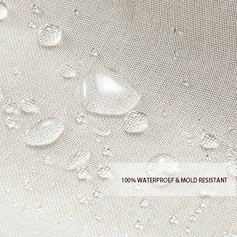 Linen Look Shower Curtain - Thick & Waterproof Bathroom Fabric with Plastic Hooks