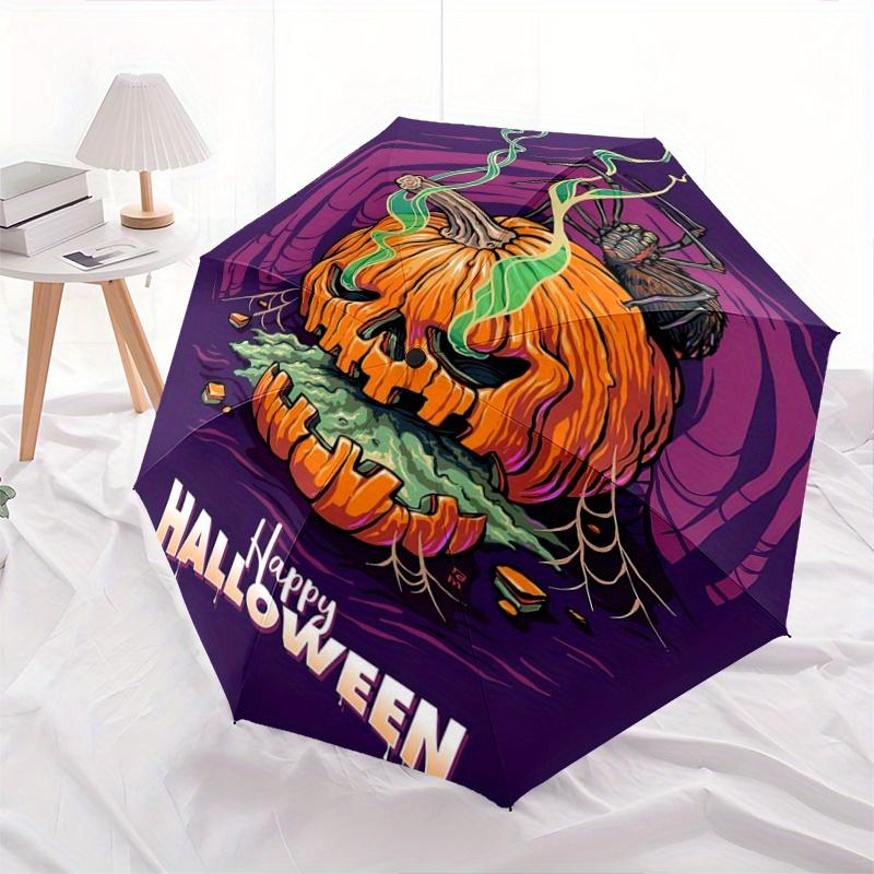 

1pc Spooky Halloween Pumpkin Automatic Opening and Closing Fashion Umbrella - Small Umbrella Suitable for Various Occasions Y079