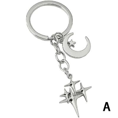 Y2K Chaveiros Estrela Lua Metal Chaveiros Para Mulheres Homens Amizade Presentes Bolsa Decoração Jóias Feitas À Mão