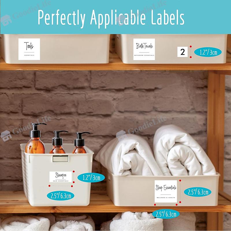 Waterproof Bathroom Stickers 189pcs Black Oil Resistant Labels for Storage and Cosmetic Categorization