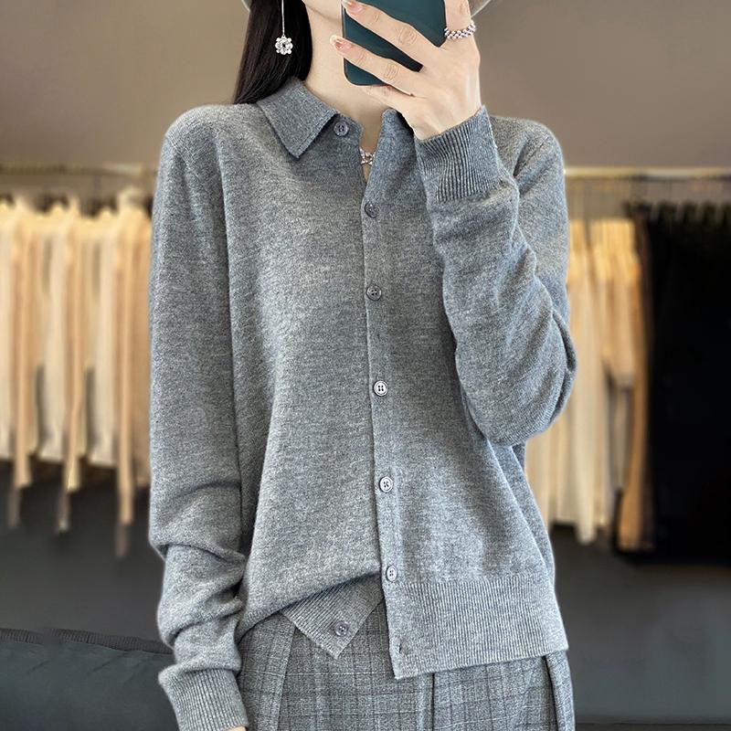 Women's Cashmere Cardigan Qinghe Cashmere 30% Cashmere 70% Wool Women's Autumn and Winter Cashmere Cardigan Soft and Warm