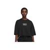 Letter Logo Print Loose Breathable Casual Short Sleeve T-Shirt Women Tops Black DR5625-010