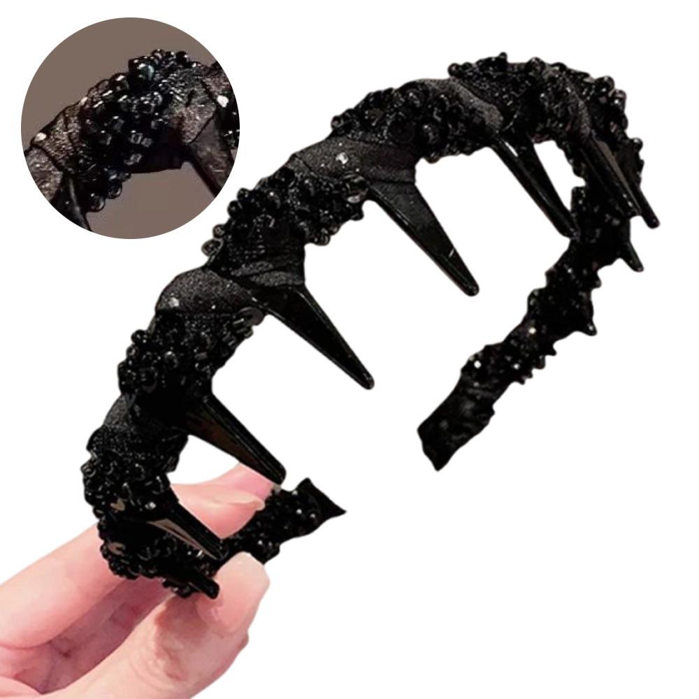 Fluffy High Cranial Top Headband Korean Style Non-slip Hair Hoop Wave Hairband with Teeth  Student