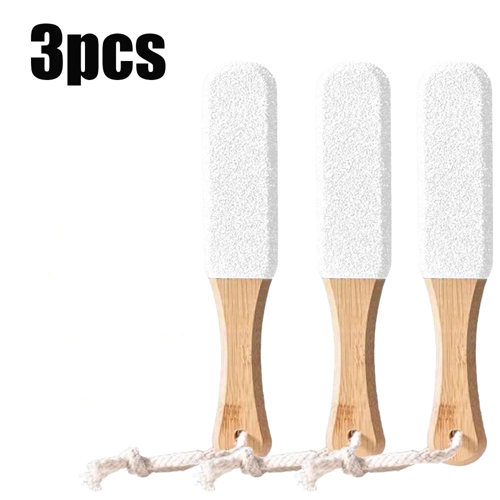 Bamboo Handle Foot File 360° Natural Pumice Stone Exfoliator Professional Pedicure Tool for Callus Removal Dead Skin Foot Scrubb