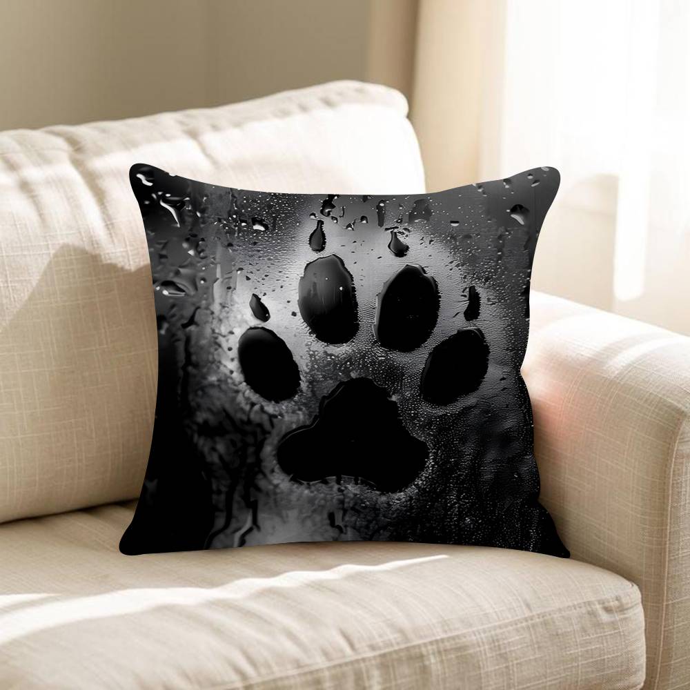 Fashion Black Cat Paw Prints Office Cushion Pillowcase Car Cushion Cover45X45CM Lumbar Pillowcase Sofa Pillowcover