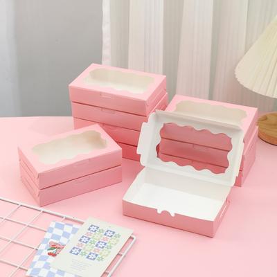 10/20pcs New Baking Kraft Paper Box Gift Packaging Transparent Open Window Candy Box Pastry Box Chocolate Pie
